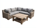 Divani da esterno - Rattan sintetico PE-Tessuto - 240x240x78 cm - Marrone naturale-Grigio chiaro - Stile rustico contemporaneo