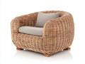 Poltrona da giardino - Rattan-Tessuto - 108x99x80 cm - Naturale chiaro-Beige tortora - Organico contemporaneo