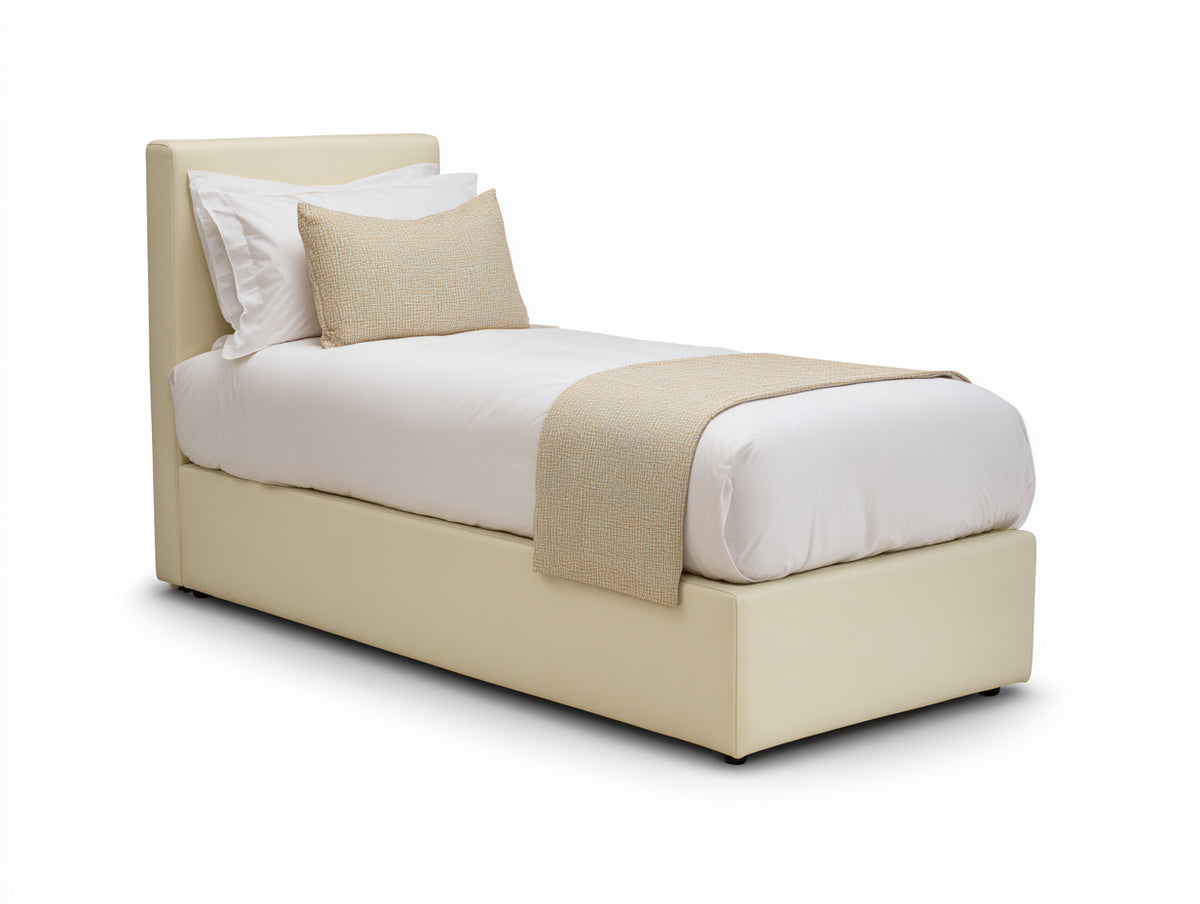 Letto singolo - Similpelle - 208x100x105 cm - Beige - Stile moderno