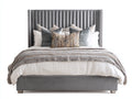 Letto matrimoniale - Velluto - 210 x 170 x 140 cm - Grigio - Stile moderno