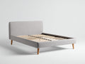 Letto matrimoniale - Tessuto-Legno - 210 x 170 x 100 cm - Grigio chiaro-Naturale - Stile moderno