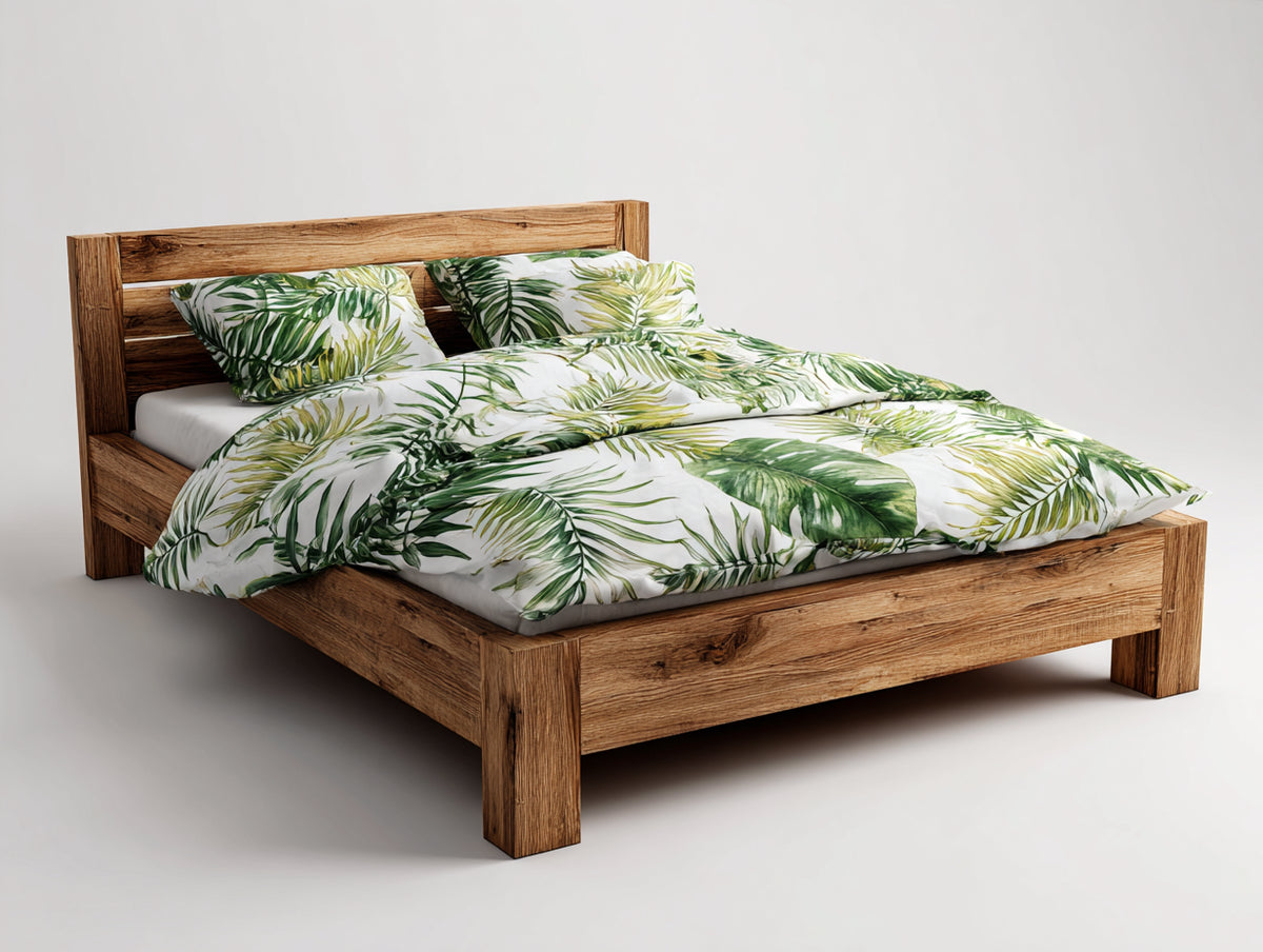 Letto matrimoniale - Legno - 210 x 170 x 100 cm - Naturale - Stile rustico