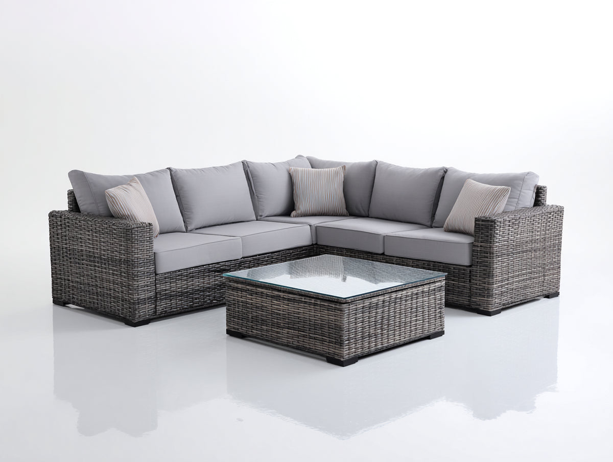 Divani da esterno - Rattan sintetico PE-Tessuto - 238x238x76 cm - Grigio antracite-Grigio chiaro - Design contemporaneo