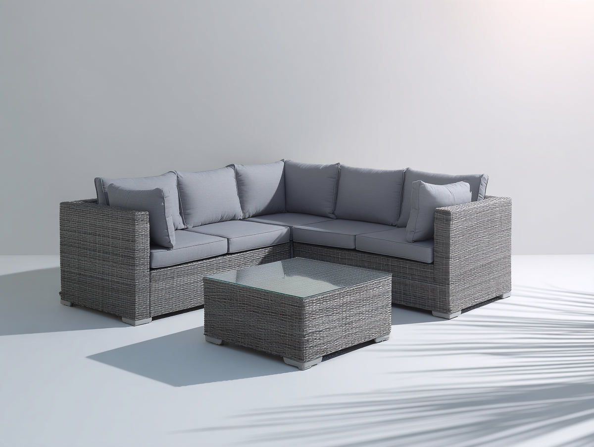 Divani da esterno - Rattan sintetico PE-Tessuto - 225x225x74 cm - Grigio antracite-Grigio medio - Design contemporaneo
