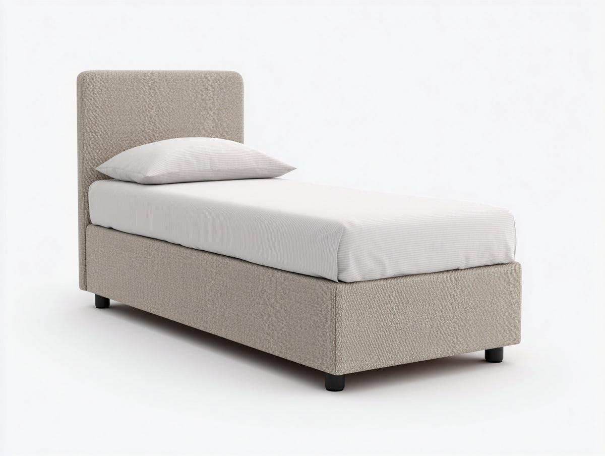Letto singolo - Tessuto - 210x100x110 cm - Beige - Stile moderno