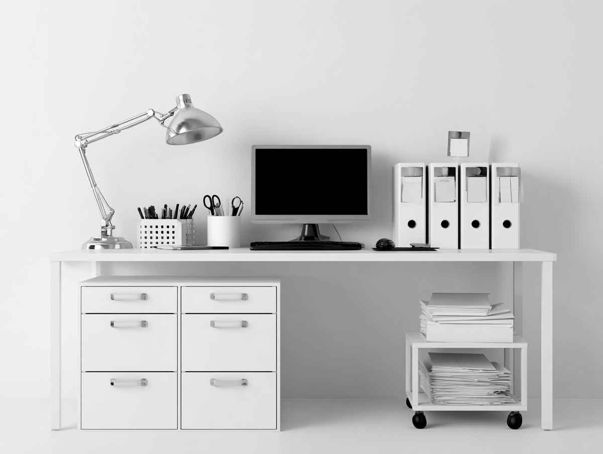 Scrivania - Legno - 140x60x75 cm - Bianco - Moderno
