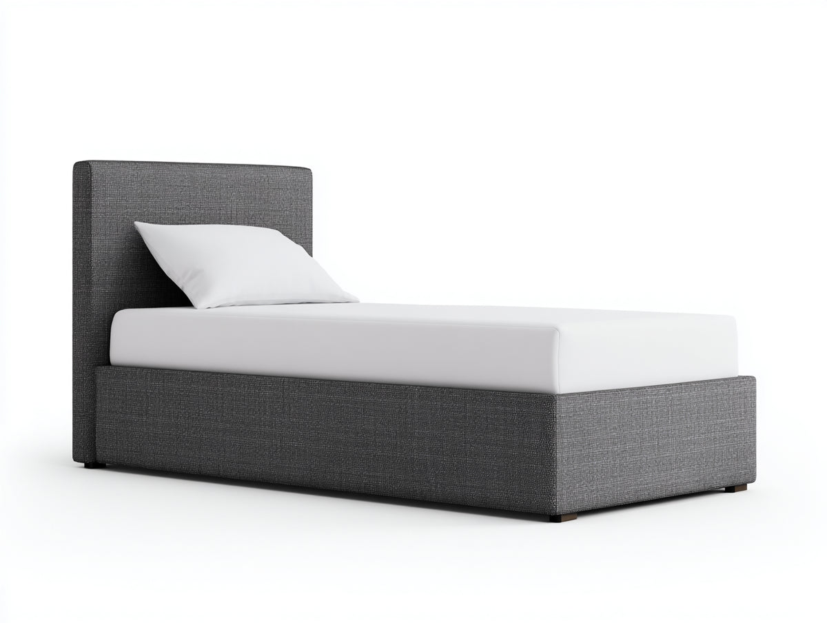 Letto singolo - Tessuto - 212x102x110 cm - Grigio antracite - Stile minimalista