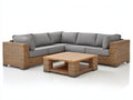 Divani da esterno - Rattan sintetico PE-Tessuto - 242x242x75 cm - Marrone naturale-Grigio medio - Design contemporaneo