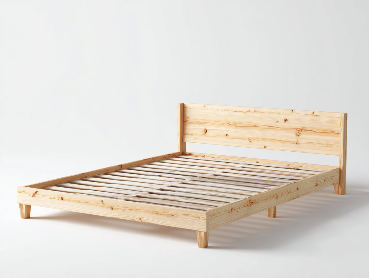 Letto matrimoniale - Legno - 210 x 170 x 100 cm - Naturale - Stile moderno
