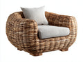 Poltrona da giardino - Rattan-Tessuto - 105x94x78 cm - Miele-Grigio perla - Organico moderno