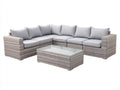 Divani da esterno - Rattan sintetico PE-Tessuto - 242x181x75 cm - Tortora chiaro-Grigio perla - Design contemporaneo