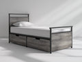 Letto singolo - Metallo-Legno - 205x96x105 cm - Grigio-Nero - Stile industriale