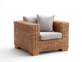 Poltrona da giardino - Rattan-Tessuto - 98x92x85 cm - Naturale dorato-Grigio beige - Costiero moderno