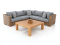 Divani da esterno - Rattan sintetico PE-Tessuto - 246x246x75 cm - Marrone naturale-Grigio medio - Design contemporaneo