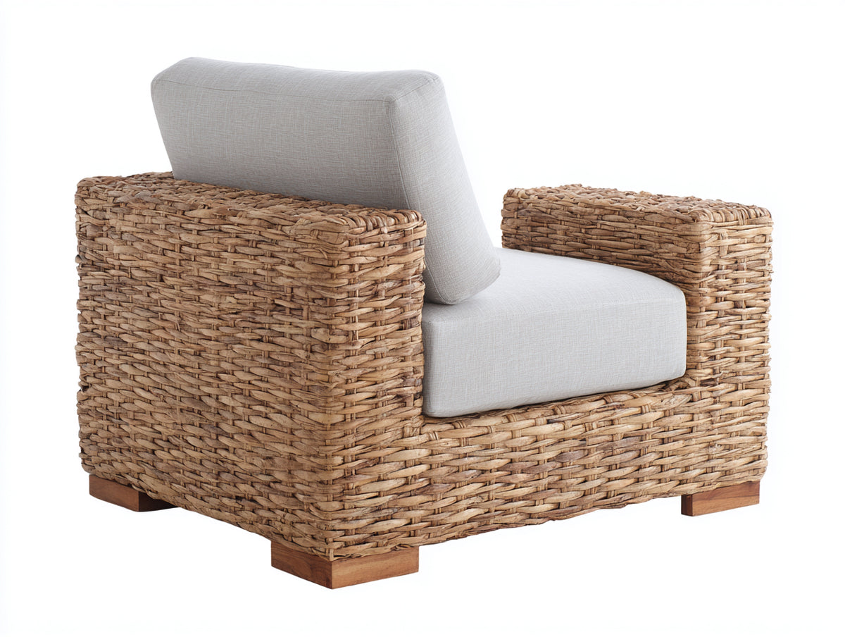 Poltrona da giardino - Rattan-Tessuto - 98x93x84 cm - Naturale miele-Bianco ghiaccio - Naturale moderno