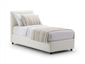 Letto singolo - Similpelle - 208x100x108 cm - Bianco crema - Stile contemporaneo