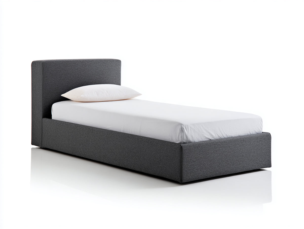 Letto singolo - Tessuto - 210x100x105 cm - Grigio antracite - Stile moderno