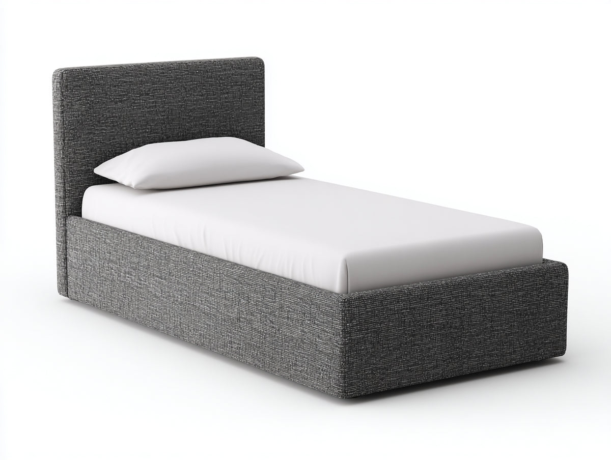 Letto singolo - Tessuto - 210x100x108 cm - Grigio antracite - Stile contemporaneo