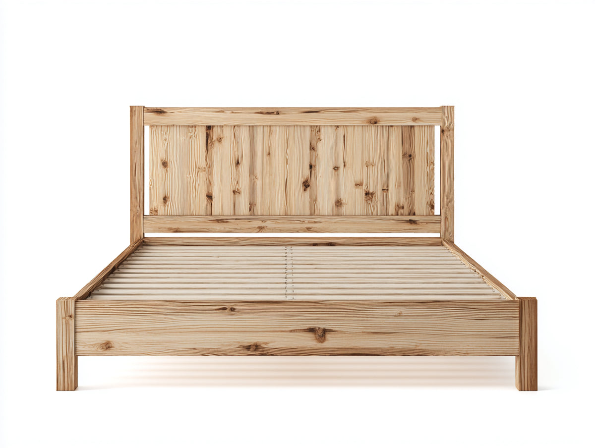 Letto matrimoniale - Legno - 210 x 170 x 105 cm - Naturale - Stile rustico