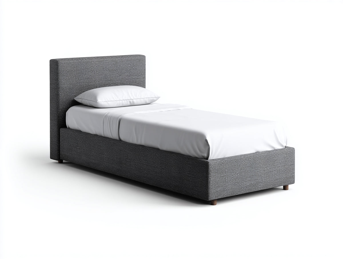 Letto singolo - Tessuto - 209x99x106 cm - Grigio scuro - Stile moderno