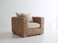 Poltrona da giardino - Fibra naturale intrecciata-Tessuto - 96x90x82 cm - Naturale-Crema - Naturale moderno