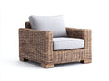 Poltrona da giardino - Rattan-Tessuto - 95x90x83 cm - Marrone naturale-Grigio chiaro - Rustico contemporaneo