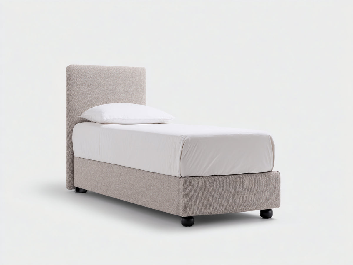 Letto singolo - Tessuto - 210x100x110 cm - Beige - Stile moderno