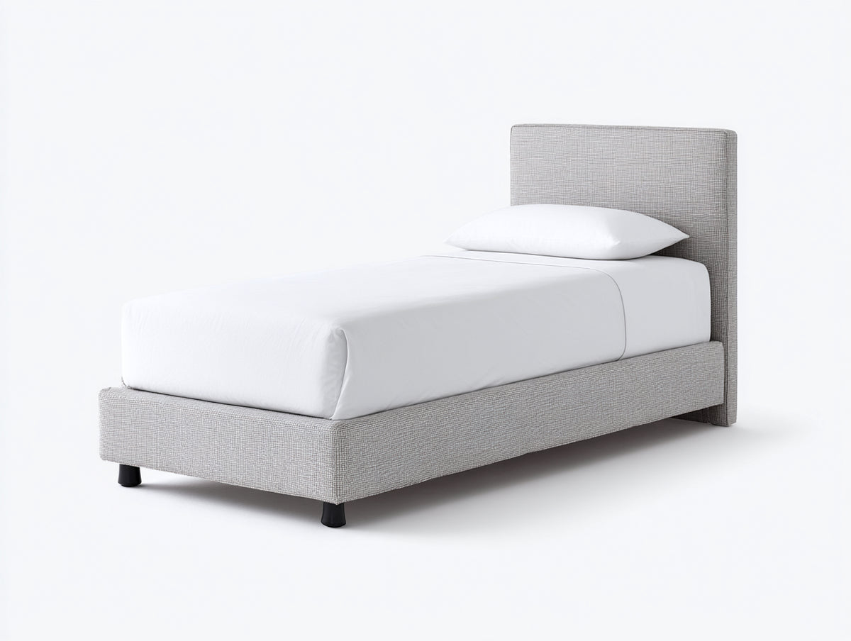 Letto singolo - Tessuto - 208x98x108 cm - Grigio chiaro - Stile minimalista